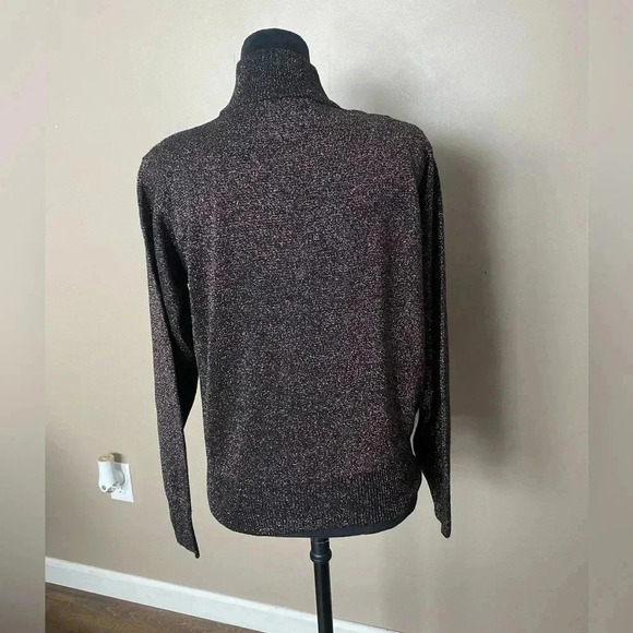 90s Dressbarn women’s black rainbow metallic sparkle sweater turtleneck medium - Picture 7 of 16